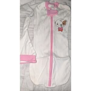 Star Kid 6 Month Stretchy Baby Swaddle Sleep Sack With Hat Girls Pink And White